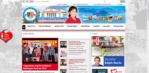 Screenshot of Batangas Provincial Official Website
