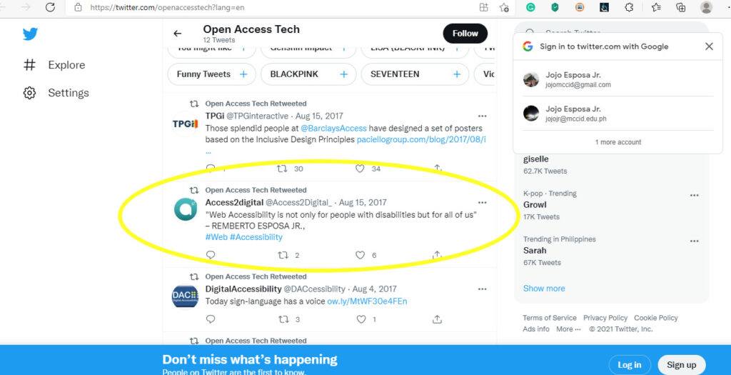 Tweet posted as a quote in August 15, 2017 by Access2digital 