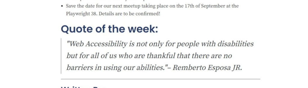 Screenshot of Quote of the week from Accessibility Nottingham